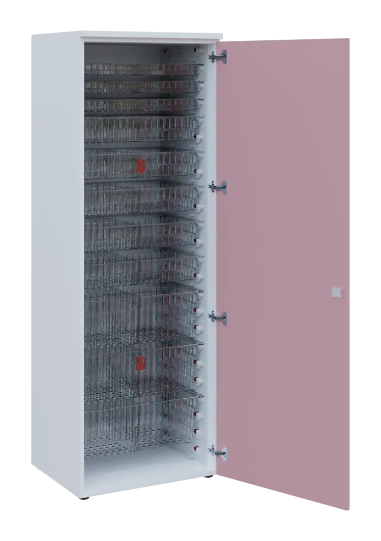 EUROMEDICA D - 66 TRANSPARENT skříň léková boxová, 1-dveřová, pravá, 1950x660x535, korpus bílý, dvíř